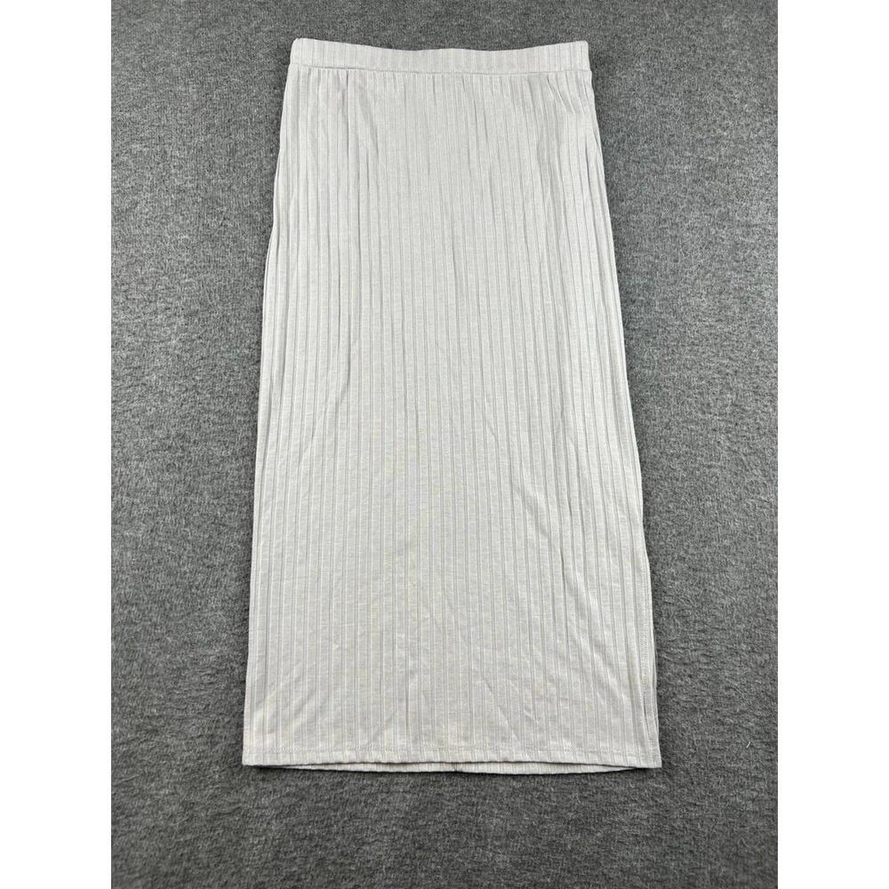 Forever 21 Women's Size Small Gray Ribbed Knit High Waist A-Line Maxi Skirt